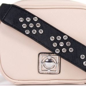 Catherine Malandrino Pink and Black Crossbody Bag with Studded Strap